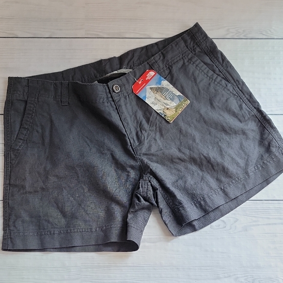 The North Face Women's Charcoal Grey Linen Shorts Size 12 - Picture 1 of 13